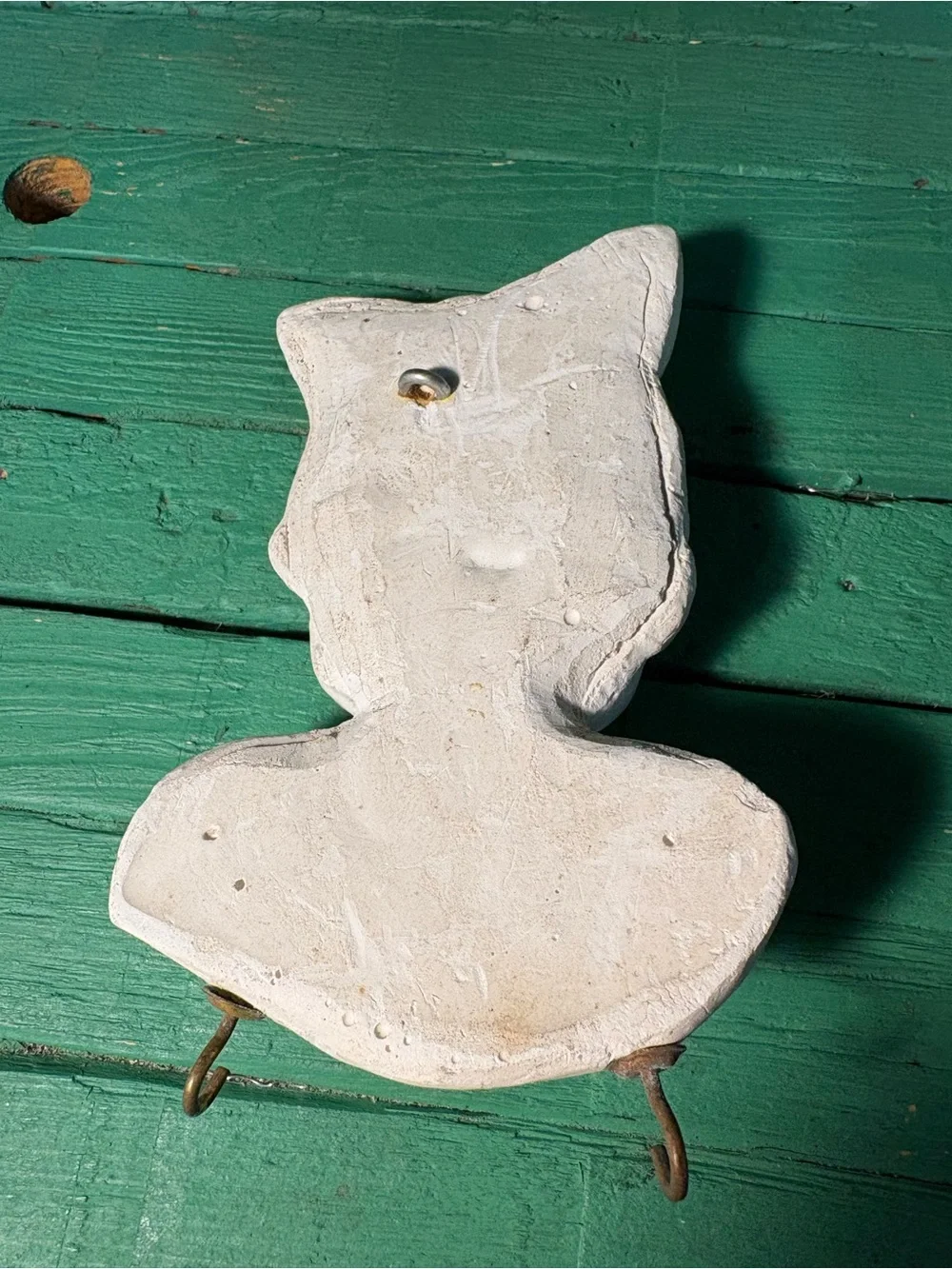Vintage Miller Studio Girl With Bow C Chalkware Wall Hanger with Hooks